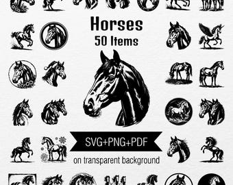 Horse SVG Bundle: Running Horses Clipart for Engraving, Printing (Digital Download)
