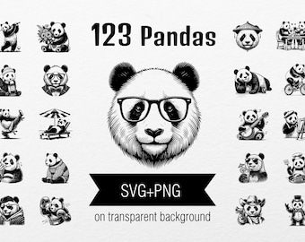 123 Panda SVG Clipart: Funny Bear Vector Images (Print & Engraving)