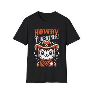 Howdy Purrrtner! - Wild West - Cute cat - Unisex Softstyle T-Shirt