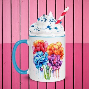 Beautiful Colorful Flowers Mug, Tea, Coffee Cup, Flowers Lover, lovely gift, 11 - 15 Oz White Glossy Cup, Tea Mug, dishwasher microwave safe