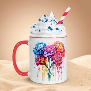 Beautiful Colorful Flowers Mug, Tea, Coffee Cup, Flowers Lover, lovely gift, 11 - 15 Oz White Glossy Cup, Tea Mug, dishwasher microwave safe
