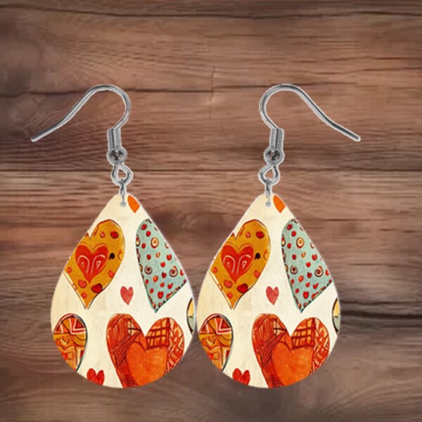 Cottage Core valentine's Day heart Earrings, Heart Sublimation Earring Designs Template PNG, Instant Digital Download, Earring Blanks Design