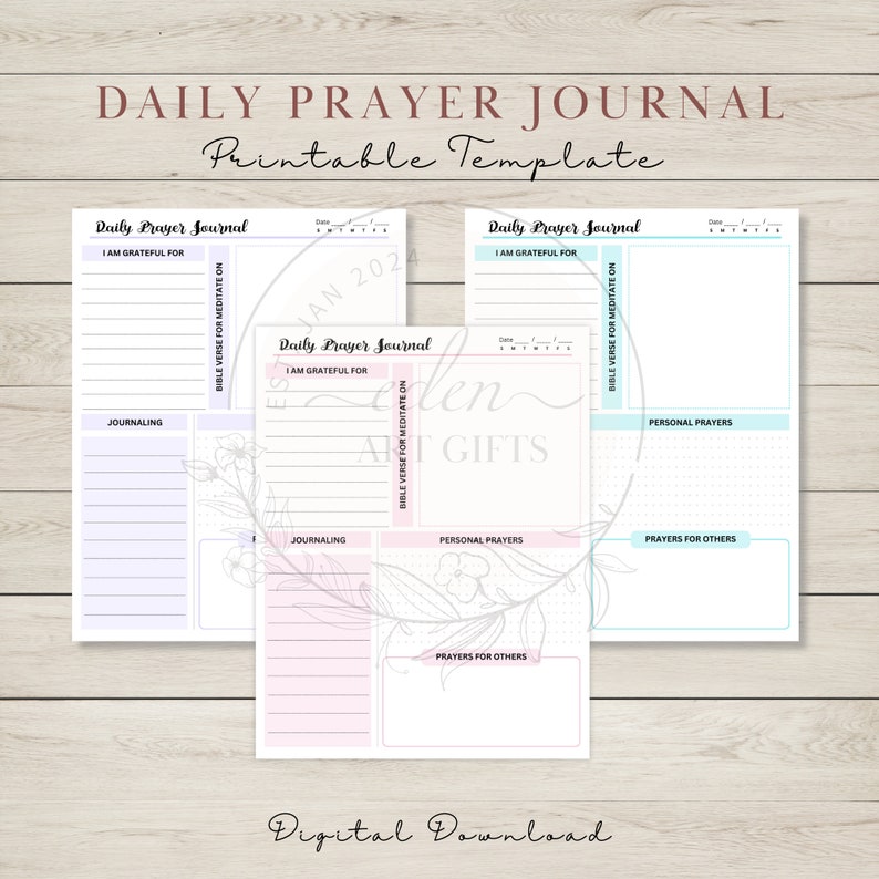 Daily Prayer Journal Printable Template Gratitude Journal God Digital