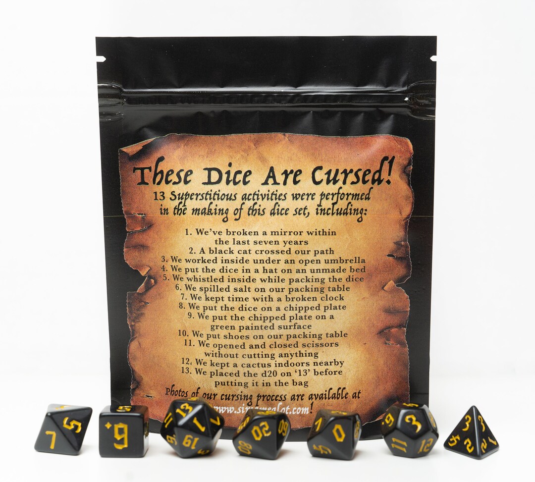 These Dice Are Cursed 7 Dice RPG Set of guaranteed Cursed Dice Perfect