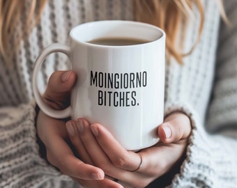 Moingiorno Bitches Tasse | Geschenk Arbeitskollegin | Spruchtasse Keramik |  Witzige Büro-Tasse |  Geschenk beste Freundinnen