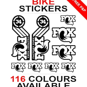 Fox 34 Bike Sticker Sheet Decal Set Frame Cycling BMW Cycle MTB DH Downhill Bicycle