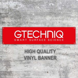 Pancarta de vinilo rojo Gtechniq Smart Surface Science para garaje, taller, espacio de trabajo, decoración, coche, bicicleta, hombre, cueva, deportes de motor, revestimientos cerámicos
