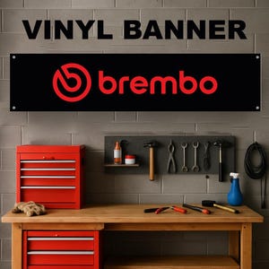 BREMBO 2 Vinyl Banner Garage Workshop Workspace Sign Decoration Car Bike Man Cave ManCave Motorsport