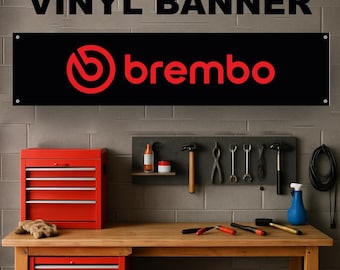 BREMBO Vinyl Banner Garage Workshop Workspace Sign Decoration Car Bike Man Cave ManCave Motorsport