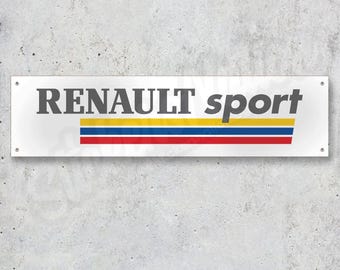 RENAULT Sport Old School Vinyl Banner Garage Workshop Workspace Sign Decoration Car Bike Man Cave ManCave Motorsport