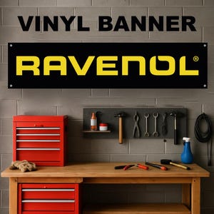 RAVENOL Vinyl Banner Garage Workshop Workspace Sign Decoration Car Bike Man Cave ManCave Motorsport