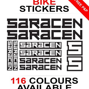 SARACEN Bike Sticker Sheet Decal Set Frame Cycling BMW Cycle MTB Dh Downhill Bicycle