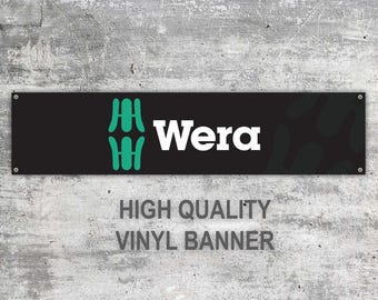 WERA Vinyl Banner Garage Workshop Workspace Sign Decoration Car Bike Man Cave Motorsport Motocross Tools Instruments