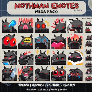 Mothman Emote Mega Pack | Cryptid Mothman Emotes for Twitch, Discord, Youtube