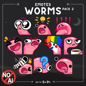 Wurm Emote Paket 2 | Regenwurm Emotes für Twitch, Discord, Youtube