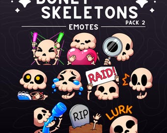 Skeleton Emote Pack 2 | Skull Emotes for Twitch, Discord, Youtube