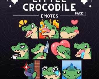 Crocodile Emote Pack 1 | Reptile Emotes for Twitch, Discord, Youtube, Streaming