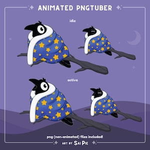 Animated Raven PNGtuber: Cozy Stream Pet (Ready to Use) image 3