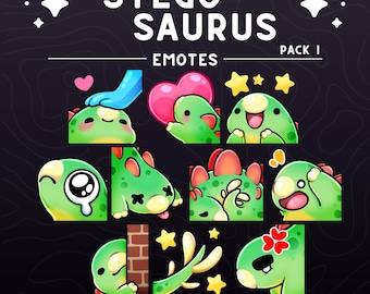 Stegosaurus Emote Pack 1 ||  Dinosaur Stego Emotes for Twitch, Discord, Youtube, Streaming