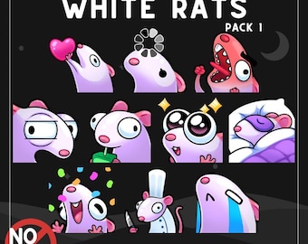 Pacote de Emotes Ratos Brancos 1 | Emotes de Ratos Fofinhos para Twitch, Discord, YouTube e Streaming