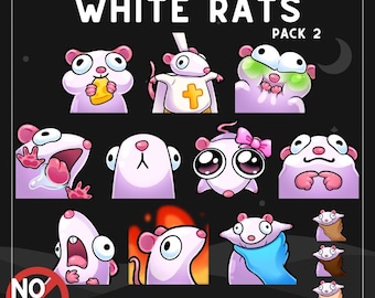 Pacote de Emotes Ratos Brancos 2 | Emotes de Ratos Fofinhos para Twitch, Discord, YouTube e Streaming