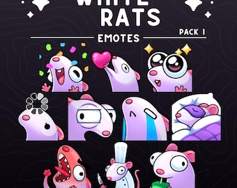 White Rats Emote Pack 1 | Squishy Rat Emotes for Twitch, Discord, Youtube, Streaming