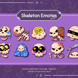 Skeleton Emote Pack 1 | Skull Emotes for Twitch, Discord, Youtube