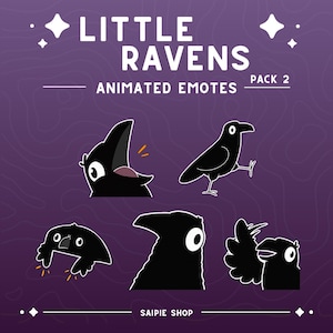 ANIMATED Raven & Crow Emote Pack 2 | Blackbird Emotes for Twitch, Discord, Youtube