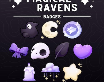 Magical Raven & Crow Badges || Twitch | Youtube | Blackbird