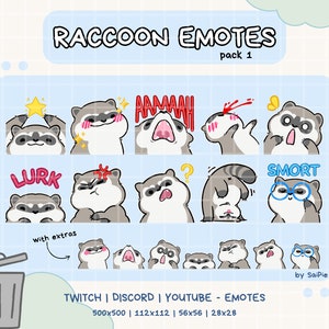 Paquete de gestos de mapache / Gestos de panda de basura para Twitch, Discord, Youtube