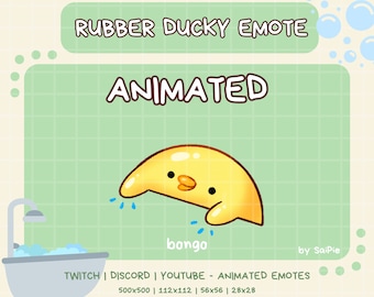 Geanimeerde rubberen eend bongo-emote: Twitch, Discord, YouTube (digitale download)