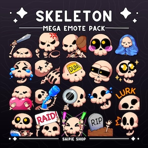 Megapack de gestos de esqueleto / Gestos de calavera para Twitch, Discord y YouTube