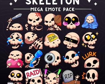 Skeleton Emote Mega Pack | Skull Emotes for Twitch, Discord, Youtube