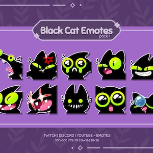 黒猫エモートパック | Twitch、Discord、Youtube 用の猫エモート