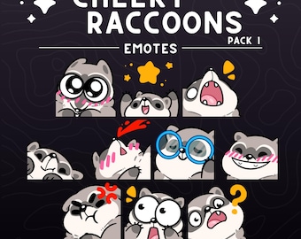 Raccoon Emote Pack 1 | Trash Panda Twitch / Discord / Youtube Emotes (Digital Download)