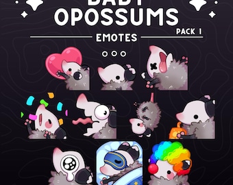 Opossum Emote Pack 1 | Baby Opossum Emotes for Twitch, Discord, Youtube, Streaming