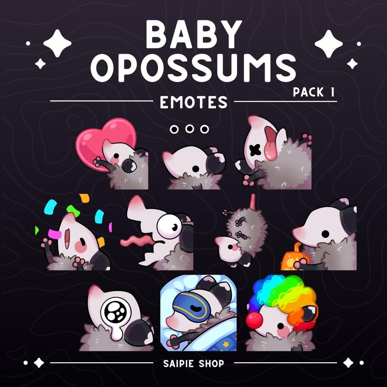 Opossum Emote Pack 1 | Baby Opossum Emotes for Twitch, Discord, Youtube ...