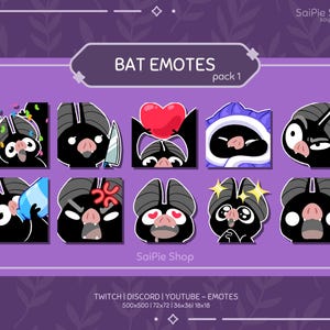 Bat Emote Pack | Spooky Cute Bat Emotes for Twitch, Discord, Youtube