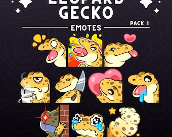 Gecko Emote Pack 1 | Reptile Emotes for Twitch, Discord, Youtube, Streaming