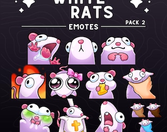 White Rats Emote Pack 2 | Squishy Rat Emotes for Twitch, Discord, Youtube, Streaming