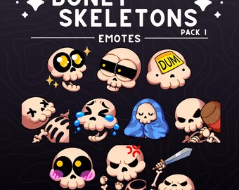Skeleton Emote Pack 1 | Skull Emotes for Twitch, Discord, Youtube