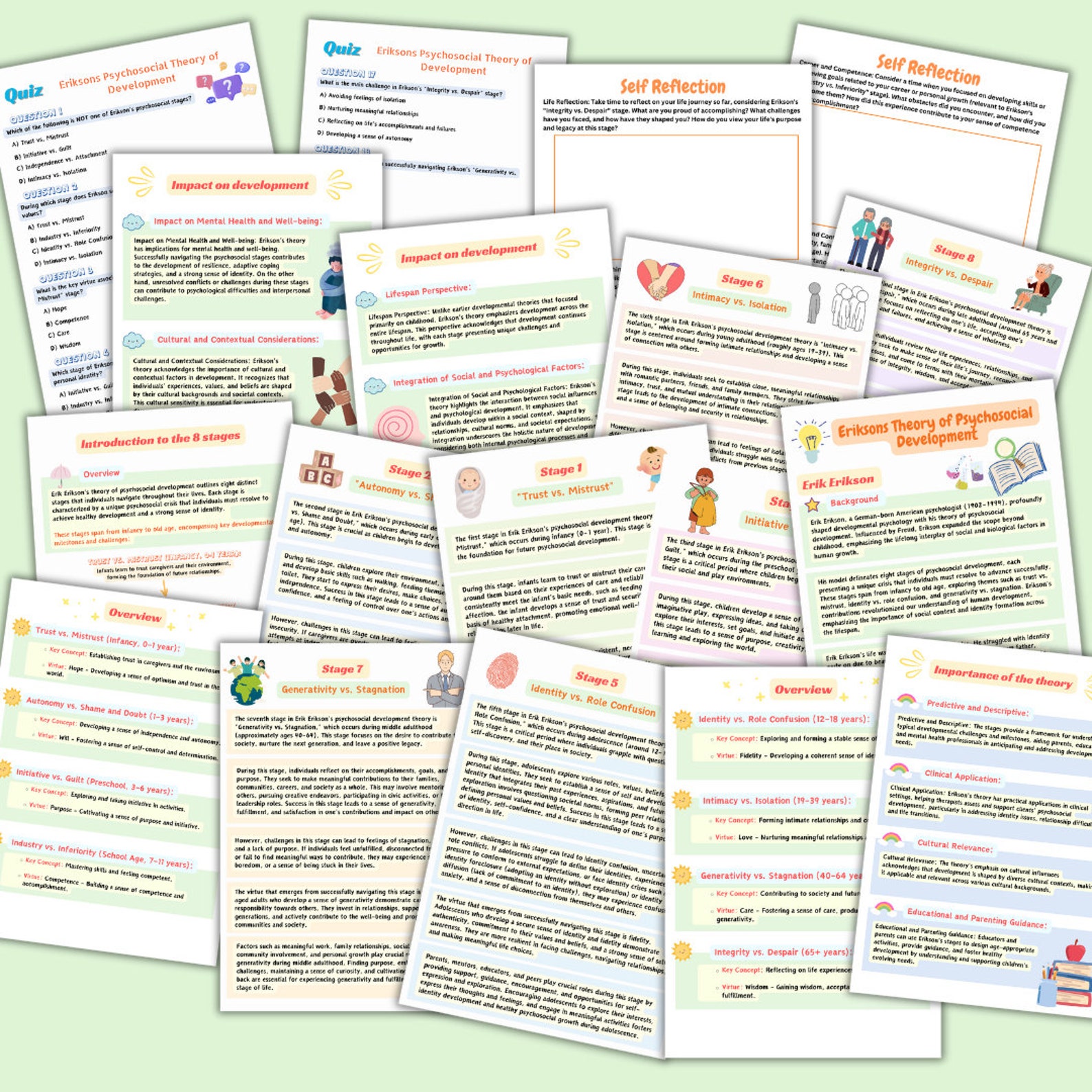 Eriksons Stages of Development Information Student Handout Psychosocial ...
