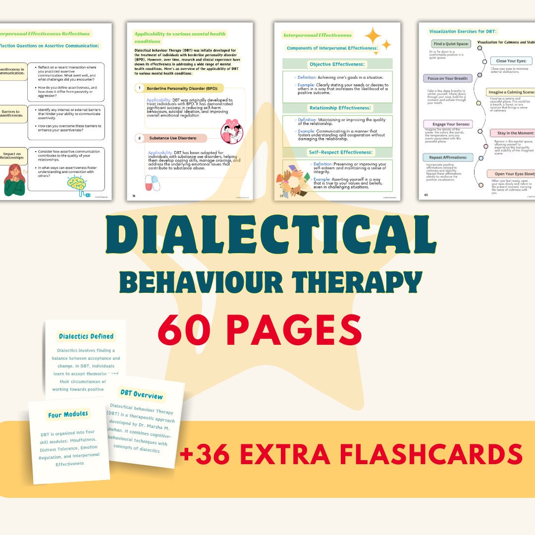 Dialectical Behaviour Therapy Workbook & Flashcards, DBT Skillbuilding Bundle Emotional