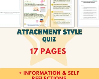 Attachment styles quiz, adult attachment styles, attachment worksheet, attachment theory, therapy worksheets, therapy games, self esteem,CBT