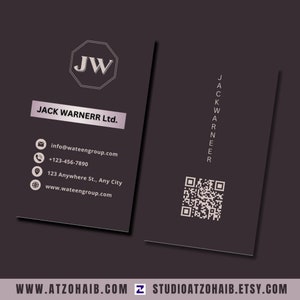 Chic Creative Business Card Canva Template Customisable Vertical Bohemian QR Code Editable Influencer Photographer Boutique DIY calling card