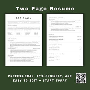 Word Resume Template Ats Friendly Google Docs Resume Template CV Template UK 2 Page CV And Cover Letter Apple Pages Resume Curriculum Vitae