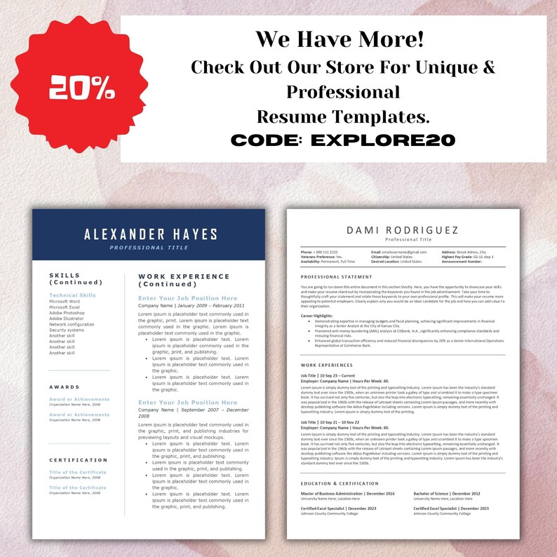 Availability Resume Professional Resume Template Word A4 US Letter Cover Letter Reference ...
