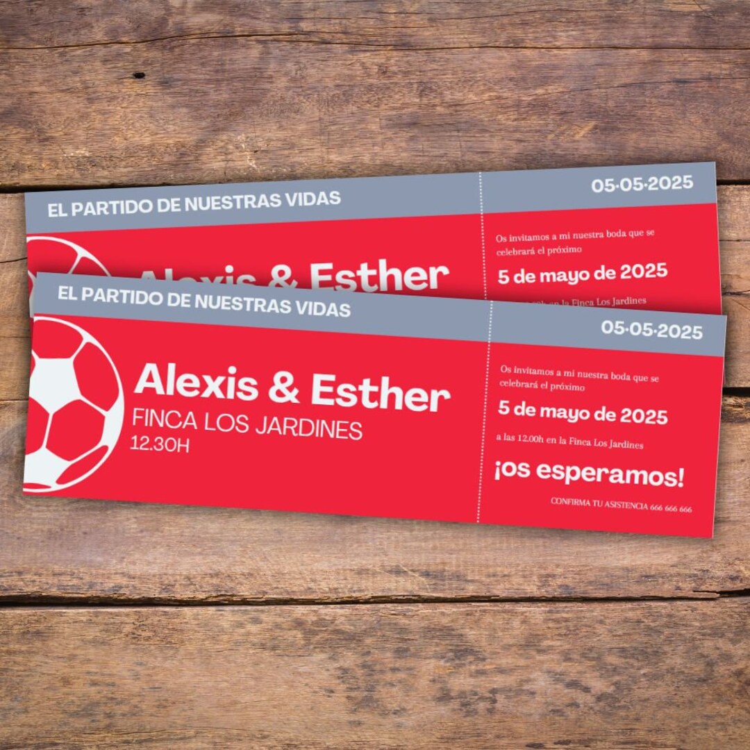 Wedding Invitation Editable in Canva Template in Spanish Soccer Ticket Sports Wedding Card