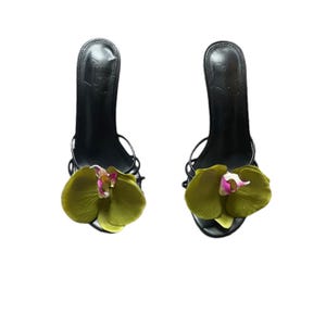 Vivian Olive Green Orchid Black Sandal