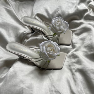 Black rose handmade flower sandal heels image 8